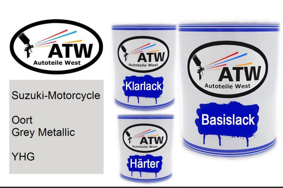 Suzuki-Motorcycle, Oort Grey Metallic, YHG: 1L Lackdose + 1L Klarlack + 500ml Härter - Set, von ATW Autoteile West.